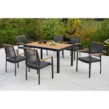 thumbnail of Merxx Itanos Set 13tlg., 6 Stapelsessel, 6 Auflegepolster, 1 Tisch 150 x 90 cm, Aluminium