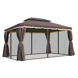 thumbnail of Cenador de jardín 4x3 m gazebo de aluminio con techo de ventilación 4 cortinas 4 mosquiteras y 8 orificios de drenaje para fiestas eventos exterior