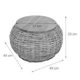 thumbnail of Bijzettafel HWC-M30, rotan tafel bloem tafel salontafel lounge tafel houten tafel, rond 33x49x49cm, Kubu rotan natuur