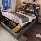 thumbnail of Polsterbett 90x200 cm mit USB Typ-C Ladefunktion und LED-Beleuchtung – stilvolles Design und vielseitiger Stauraum Grau