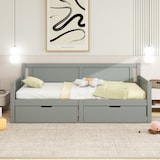 thumbnail of Merax Daybett, Massivholz Tagesbett Schlafsofa 90x200cm mit 2 Schubladen, grau