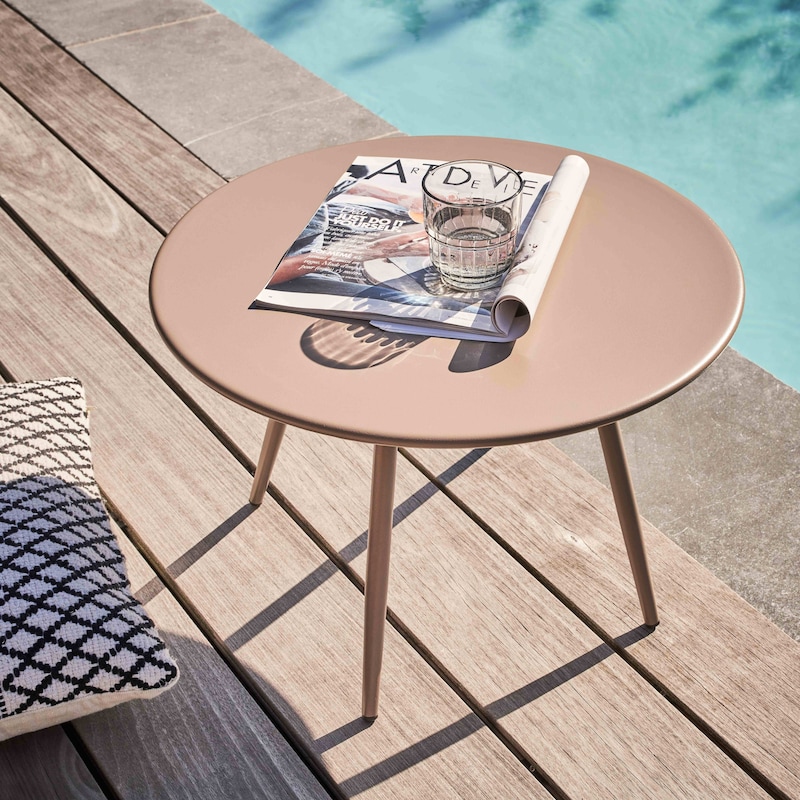 Ronde Tuintafel – Tafel Voor In De Tuin – Tafel Voor Op De Camping Balkontafel Metaal Blauw 50x45cm