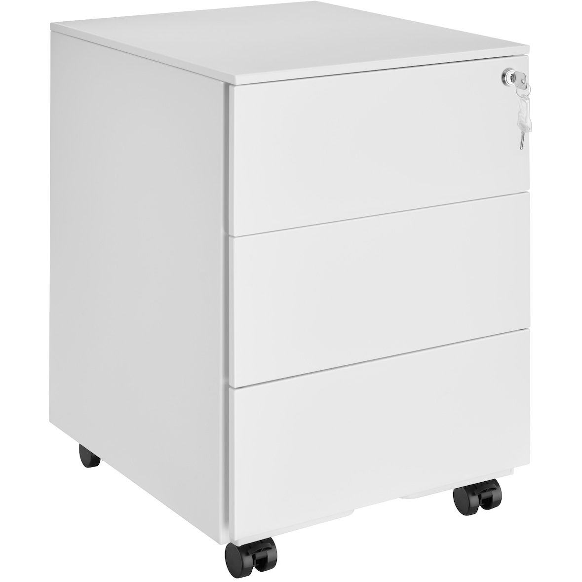 tectake Cajonera con ruedas Magna con 3 cajones y cerradura  Blanco