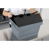 thumbnail of Caisse de transport/stockage en plastique avec couvercle attaché - 600 x 400 x 320 mm - VOGUE