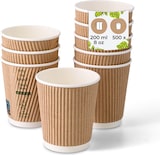 thumbnail of BIOZOYG 500 Stück Riffelbecher 200ml / 8oz Kaffee To Go Pappbecher, Braune Einwegbecher, Nachhaltig, Biologisch Abbaubar, Einwegbecher