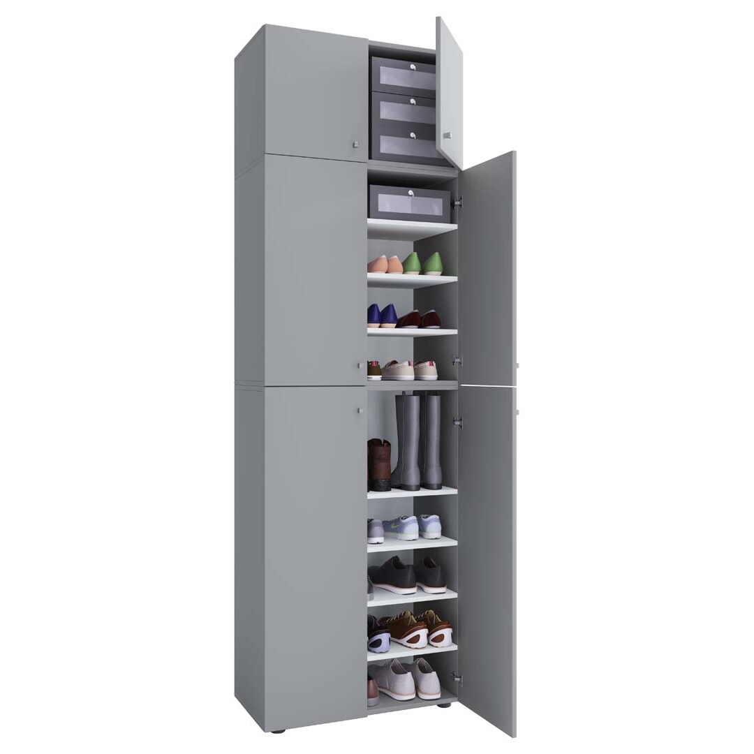LonaXXL Schuhschrank 6 Türen grau.