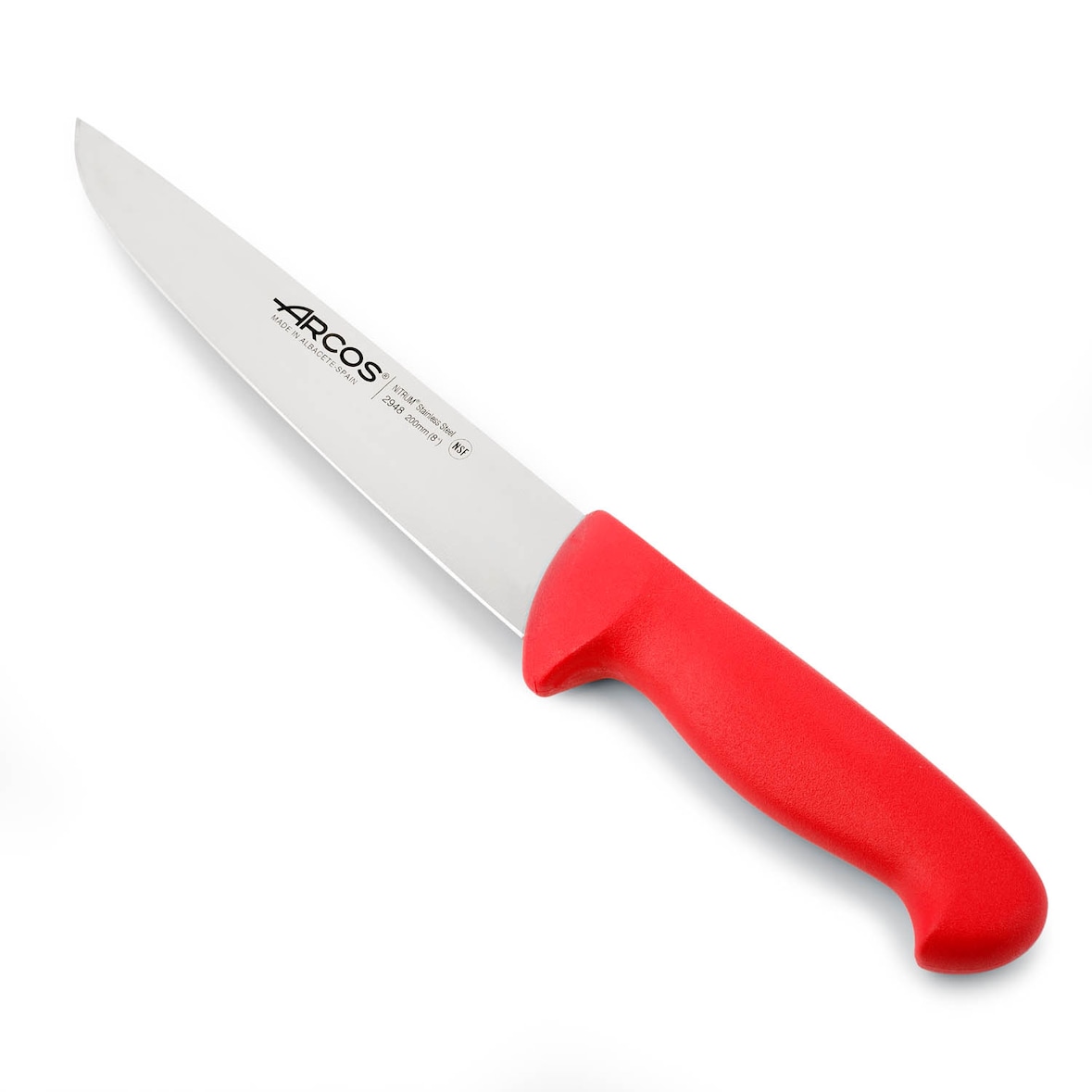 ARCOS Series 2900 - Professioneel Slagersmes Recht 20 cm Staal NITRUM. Rood