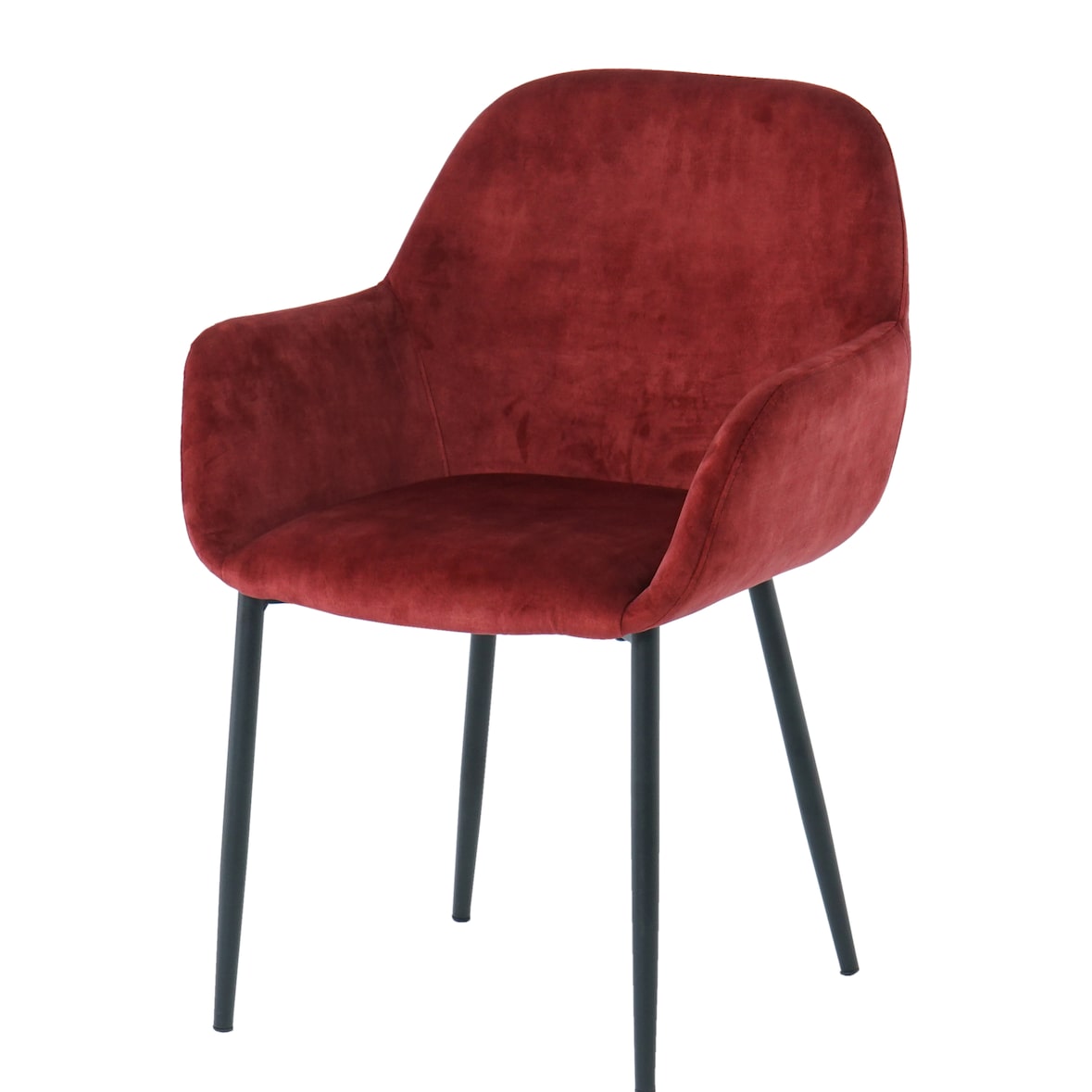SIT Möbel 2er-Set Samt-Armlehnstuhl | ausgestellte Armlehnen | Bezug Samt rot | Beine Metall schwarz | B 48 x T 57 x H 84 cm | 02405-25 | Serie STUHL