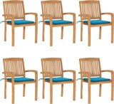 thumbnail of vidaXL Stapelbare Gartenstühle mit Kissen 6 Stk. Massivholz Teak