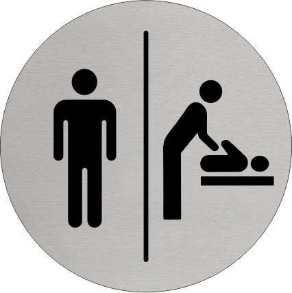 CombiCraft Aluminium Türschild 'Herren Wickeltisch' - Ø75mm mit 3M-Klebeband