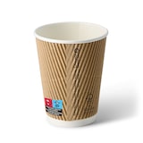 thumbnail of BIOZOYG Riffelbecher 25 Stück 300 ml / 12 oz, Ø 90 mm, braun, innen weiß - Becher für Heißgetränke - Kaffeebecher to go aus Pappe - Einwegbecher