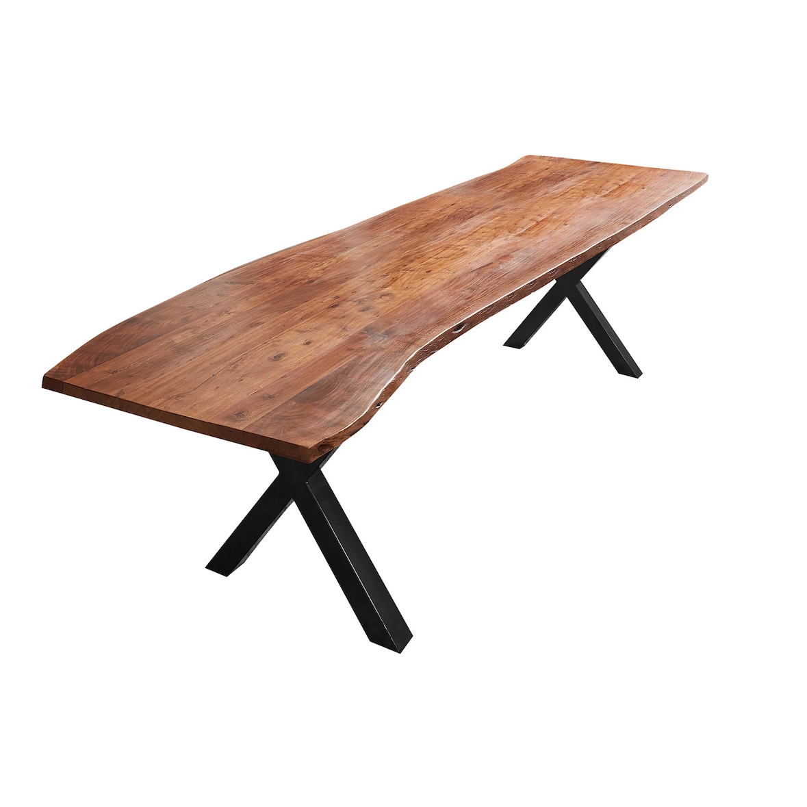 SAM® Esstisch Baumkante massiv Akazie nuss 220 x 100 X-Gestell schwarz XANTEN