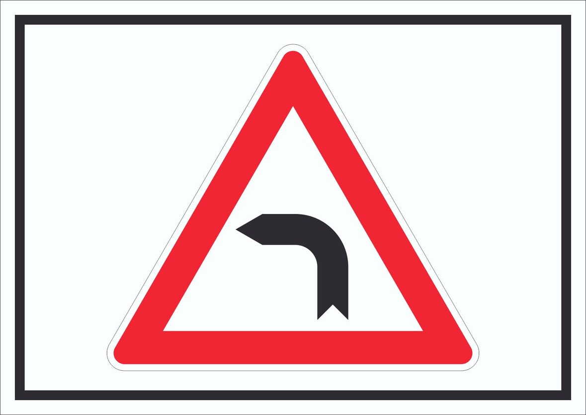 Schild Achtung Kurve links Symbol A5 (148x210mm)
