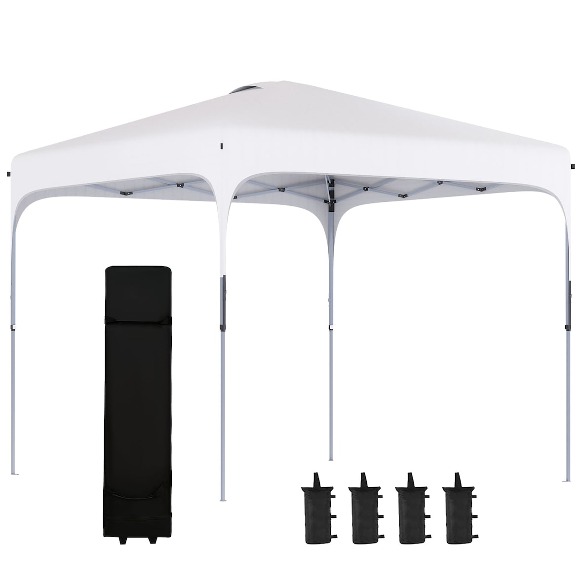 Carpa plegable 2,5x2,5x2,7 m cenador de jardín emergente con altura ajustable anti-UV impermeable 4 bolsas de arena y bolsa de transporte blanco
