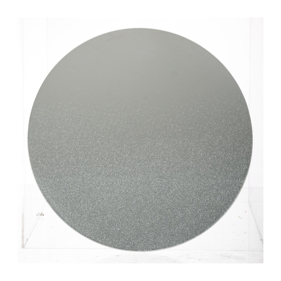 Photophore Support à bougie Plaque en Verre effet miroir Argent pailleté D 30 cm