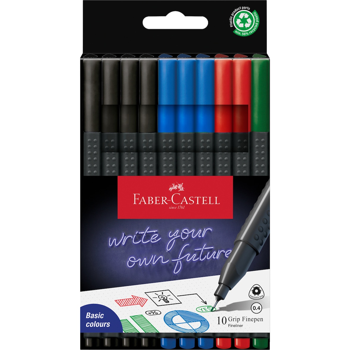 Faber-Castell Finepen Grip 0.4 10er Etui Office in Kartonetui