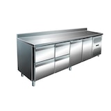 thumbnail of Gastro Edelstahl Kühltisch Kühltheke 2 Türen / 4 Schubladen 285 L -2/+8°C Aufkantung