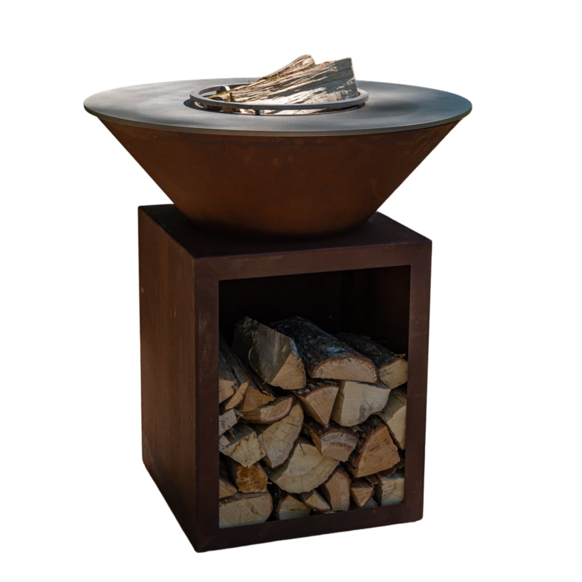 DISCOVERY PACK - Braséro Plancha BBQ Classique 80x90 SIMPLE CUVE Corten com bocal de fogão + Grelha + Stop-food - Grill'Chic