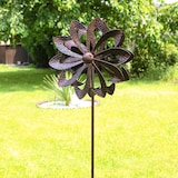 thumbnail of Doppel Windrad ANTIK Gartendeko Metall H: 140cm kupfer Windspiel