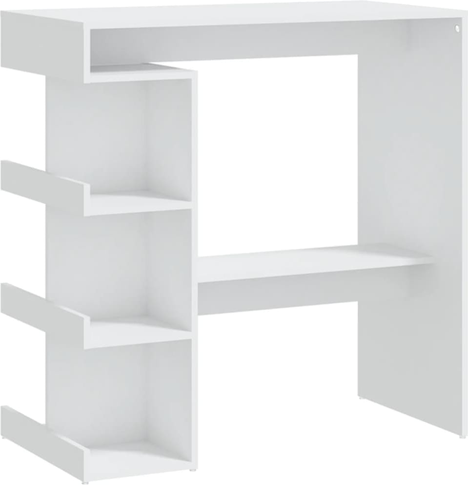 vidaXL Bartisch mit Regal Weiß 100x50x101,5 cm Holzwerkstoff