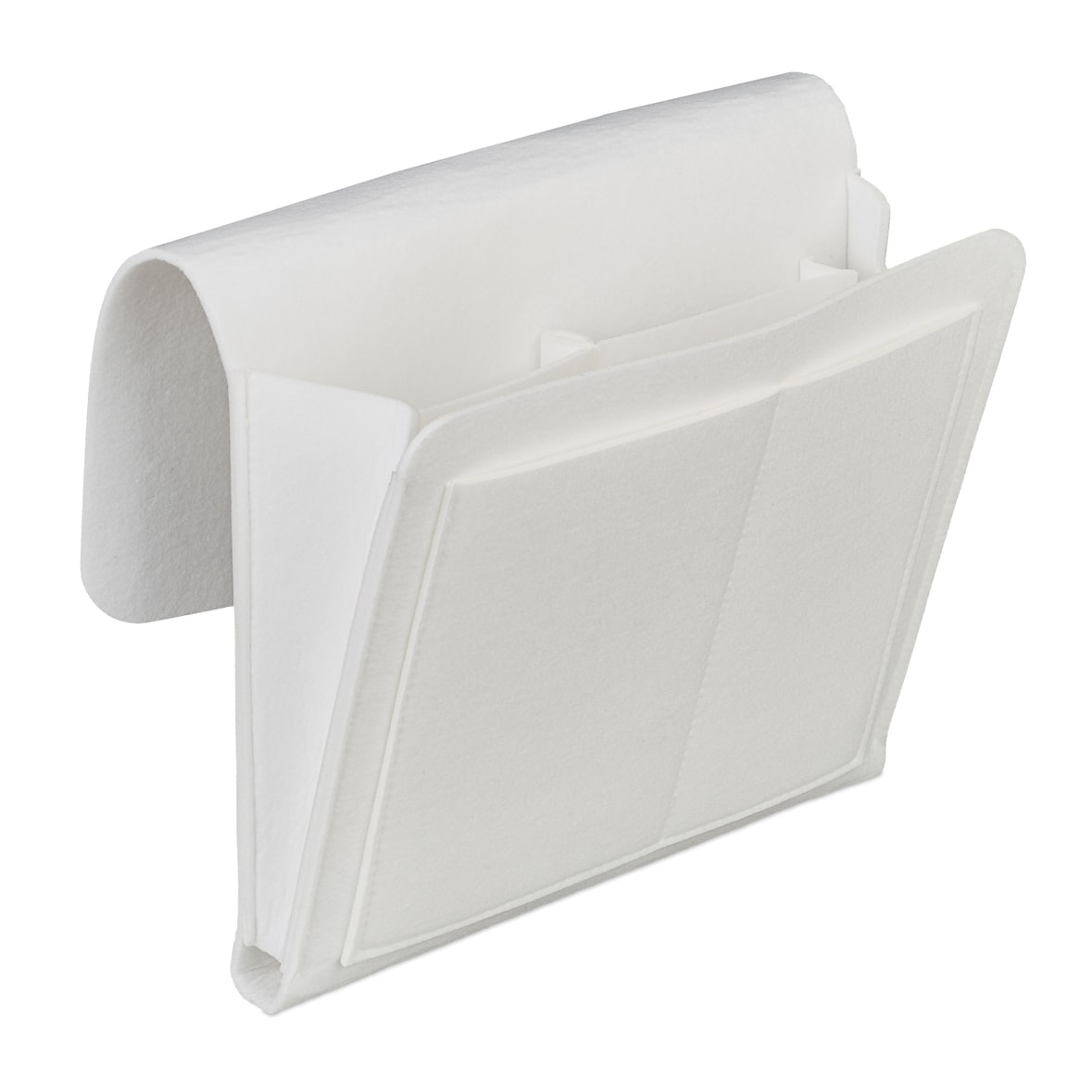 Relaxdays Betttasche, zum Einhängen, 5 Fächer, Aufbewahrung Bett & Sofa, Filz Bettorganizer HBT 26 x 28 x 5 cm, weiß