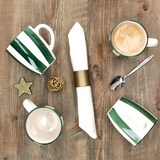 thumbnail of 6x Wald grün Kaffeebecher 320ml Steingut-Tassen 6 Personen Glühwein Weihnachten