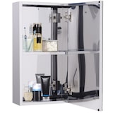 thumbnail of HOMCOM Armario de Baño con Espejo Armario de Pared para Baño con Puerta 2 Estantes de Almacenamiento y Marco de Acero Inoxidable 30x14x55 cm Plata