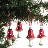 thumbnail of Glas-Weihnachtsbaumschmuck Pilz 4er-Set Christbaumkugeln Anhänger Weihnachtsdeko