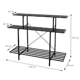 thumbnail of Prateleira para plantas HWC-G32, escada para flores Suporte para flores Escada para plantas, 3 prateleiras Aço preto 100x120x44cm