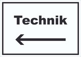 thumbnail of Technik Schild mit Text und Richtungspfeil links Hauswirtschaftsraum waagerecht A3 (297x420mm)
