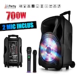 thumbnail of Enceinte sono mobile amplifiée 700W 12" LED/USB/BT/SD/FM + 2 micros sans-fil PARTY12 SA50593A-N1