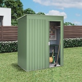 thumbnail of Wasabi - Armario Metálico de Jardín 1,39m2 Neat Green - Puerta Corredera - Techo Inclinado - Color Verde - 86x162x181cm - Cobertizo Almacenaje