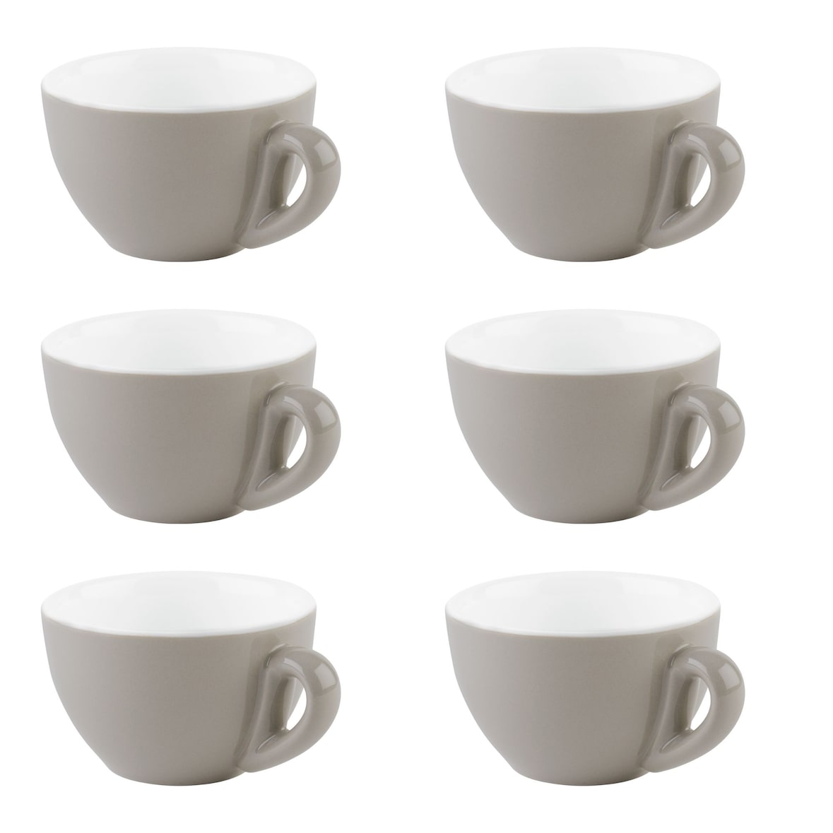 APS set van 6 koffiekopjes in grijs Ø 9.5 cm, H: 6 cm, 200 ml