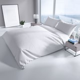 thumbnail of Musselin Bettwäsche 155x220 cm Baumwolle Weiss Einfarbig mit Knopfverschluss Modern Hochwertig