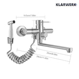 thumbnail of MASSIMO | Miscelatore Catering a parete Argento|Rubinetto cucina professionale in acciaio inox con doccetta|Beccuccio piatto da parete per ristorante