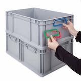 thumbnail of PROREGAL SparSet 10x Eurobox NextGen Color, HxBxT 22x30x40cm, 20 Liter, Griffe gelb offen, Grau, Eurobehälter, Box, Transportbehälter