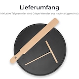 thumbnail of KLAMER Crepes Maker, Große Backfläche mit 33cm Ø, antihaftbeschichtete Platte, inkl. Teigverteiler und Wender aus Holz, Crepes Eisen für Crepes, Panc…