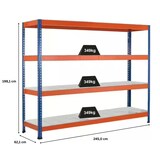 thumbnail of PROREGAL Weitspannregal mit Stahlpaneelen Z1 | HxBxT 198,1x245x62cm | 4 Ebenen | Fachlast 349kg | Blau/Orange/Verzinkt