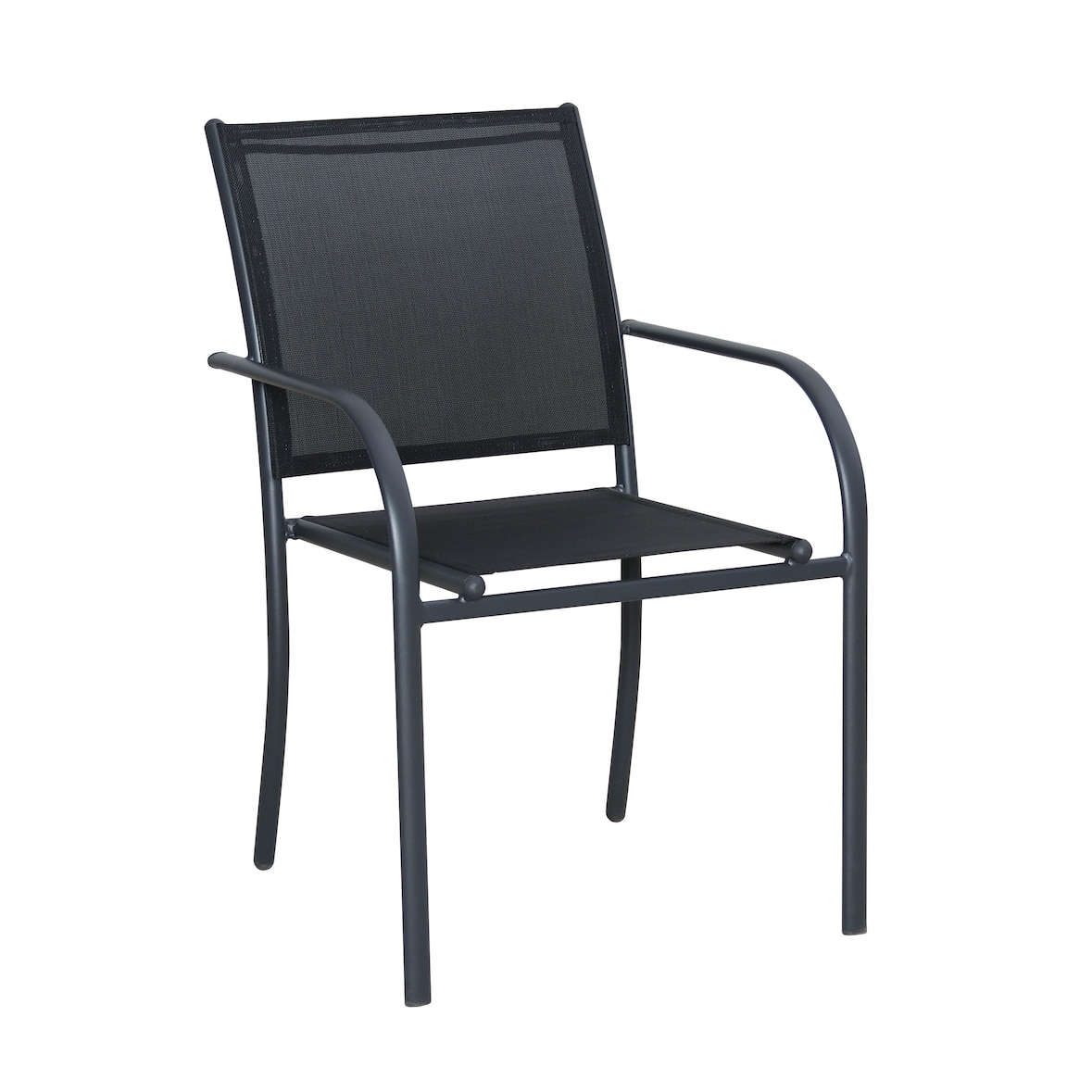 aro Silla apilable, acero/malla sintética, gris/negro