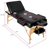 thumbnail of 3 Zonen Massageliege mit 10cm Polsterung und Holzgestellschwarz