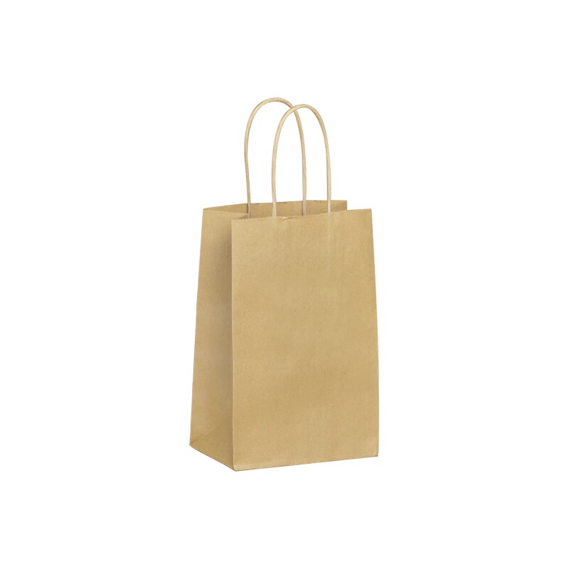 Boutique-Tüte aus braunem Kraftpapier mit verdrehten Griffen 14 + 8 x 21 cm je 400 - Gimex