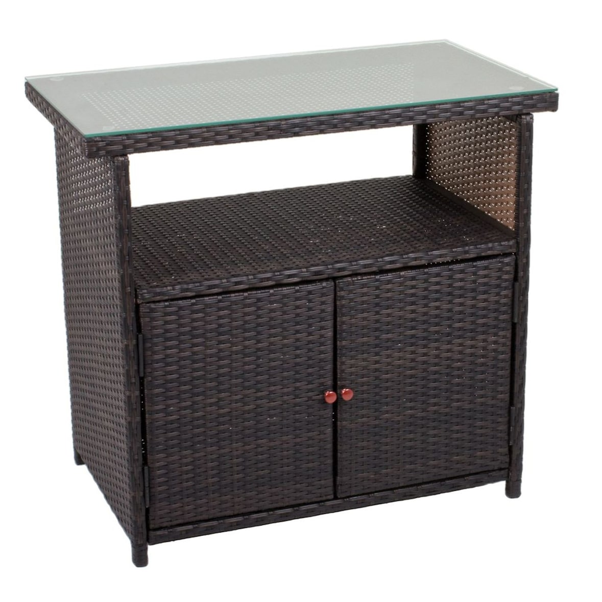 Kommode Schrank Sideboard Regal Rattan-Optik Coffee