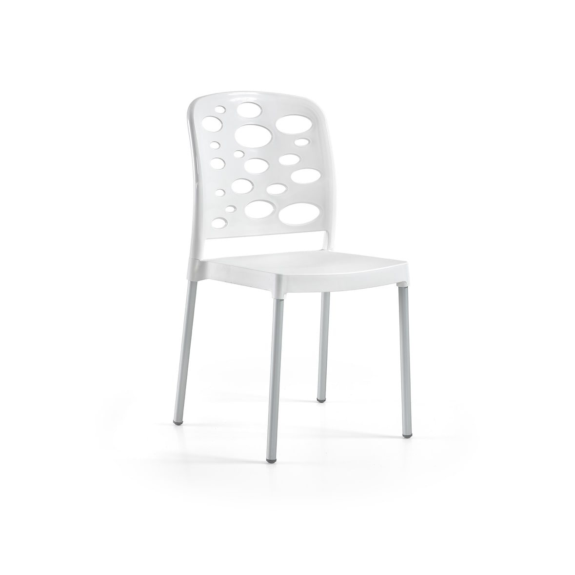 Cadeira Bubble Branca, Perna Alumínio - Pack 30 unidades