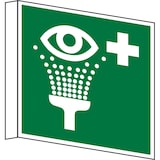 thumbnail of Rettungszeichen, Fahnen-/Nasenschild Augenspüleinrichtung E011 - ASR A1.3 (DIN EN ISO 7010) - 150x150x1 mm Kunststoff nachleuchtend