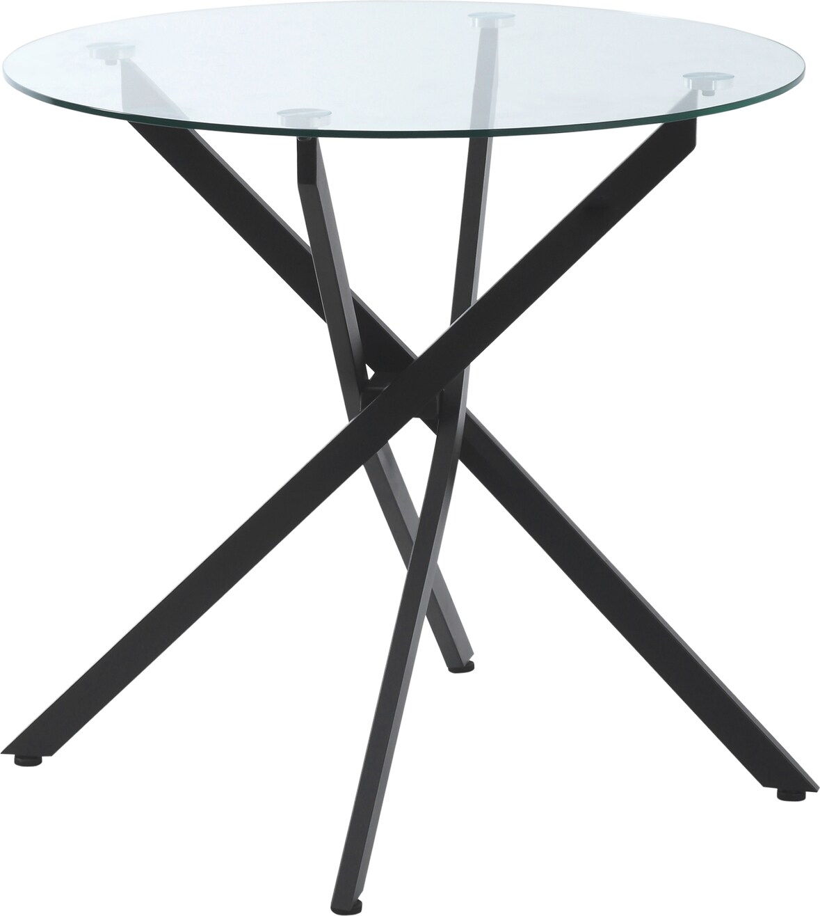 Couchtisch rund Glas Schwarz 80x80x75 cm mit Sicherheitsglas und Stahlgestell, verstellbare Füße, moderner Beistelltisch für Wohnzimmer