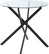 thumbnail of Couchtisch rund Glas Schwarz 80x80x75 cm mit Sicherheitsglas und Stahlgestell, verstellbare Füße, moderner Beistelltisch für Wohnzimmer