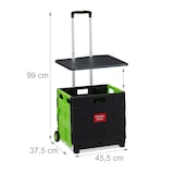 thumbnail of Relaxdays Einkaufstrolley klappbar, bis 35 kg, 50 l Kiste, mit Teleskopgriff, 2 Rollen, Transport Trolley, grün/schwarz