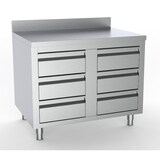 thumbnail of Combisteel Arbeitsschrank 6 Schubladen Aufkantung Edelstahl 1000x700x850mm