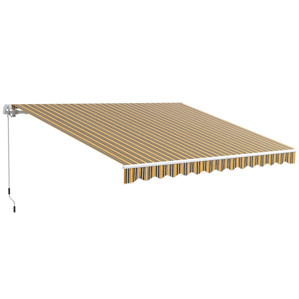Toldo Manual Retrátil 350x250 cm com Manivela de Metal Impermeável e Anti-UV para Jardim Terraço Janelas Cinza e Amarelo