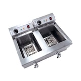 thumbnail of Helloshop26 - Friteuse van roestvrij staal met 2 tanks van 16 liter verwijderbaar verwarmingselement aftapkraan 380V professioneel 3614029